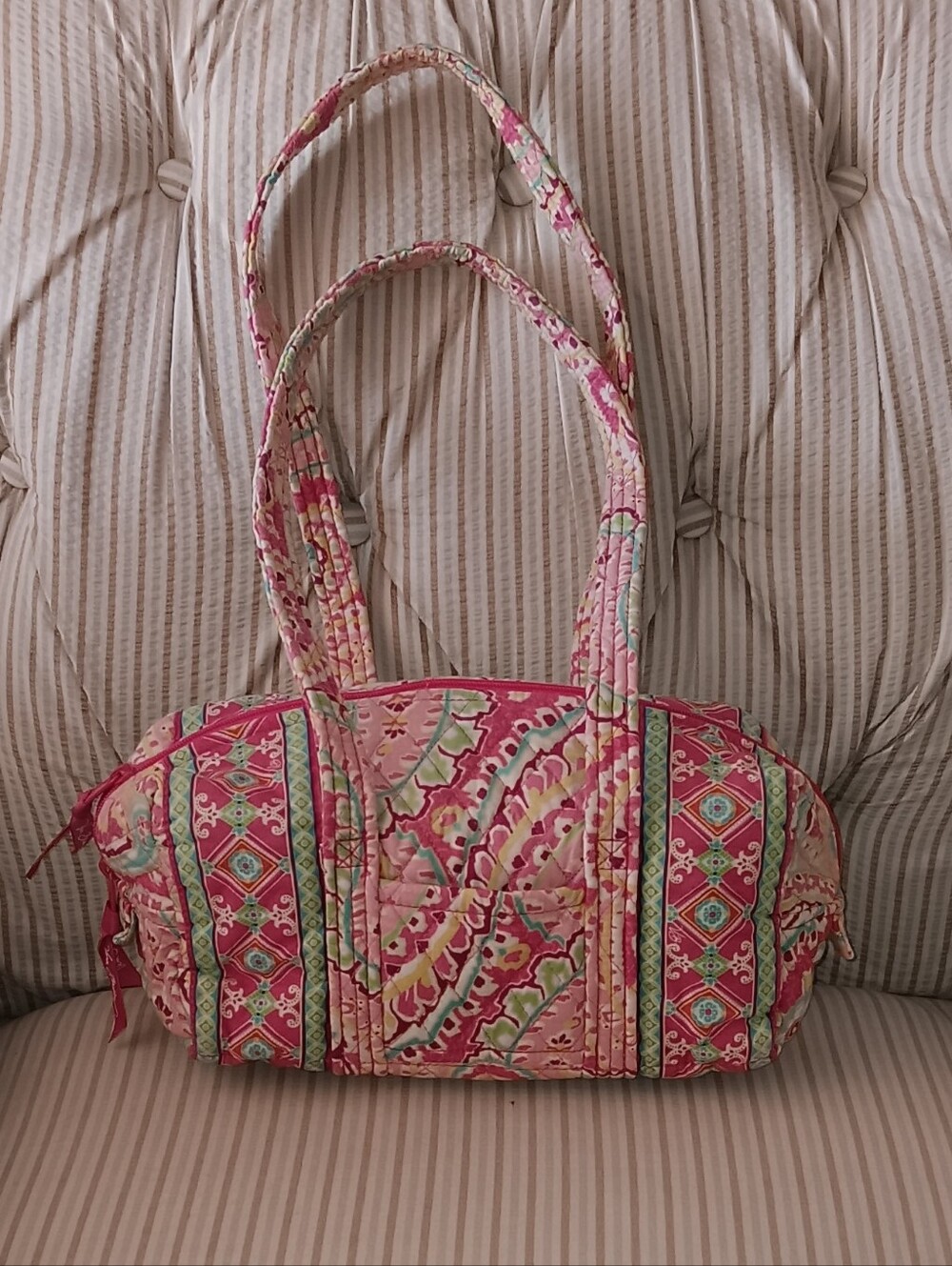 Quilted Floral Pink Capri Melon Shoulder Bag